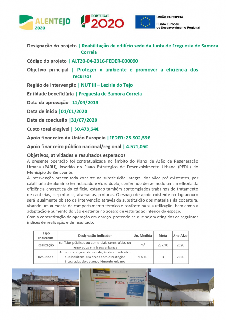 Imagem Reabilitação de edifício sede da Junta de Freguesia de Samora  Correia