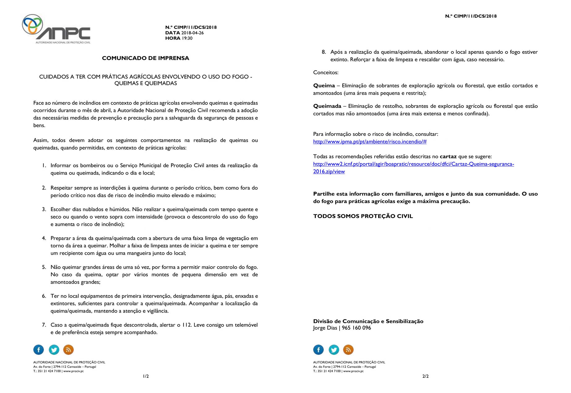 Imagem Cuidados a ter com práticas agrícolas envolvendo o uso do fogo – Queimas e queimadas.