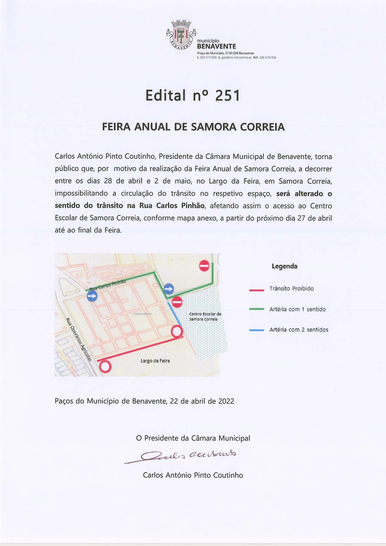 Imagem Edital Nº 251 - Câmara Municipal de Benavente