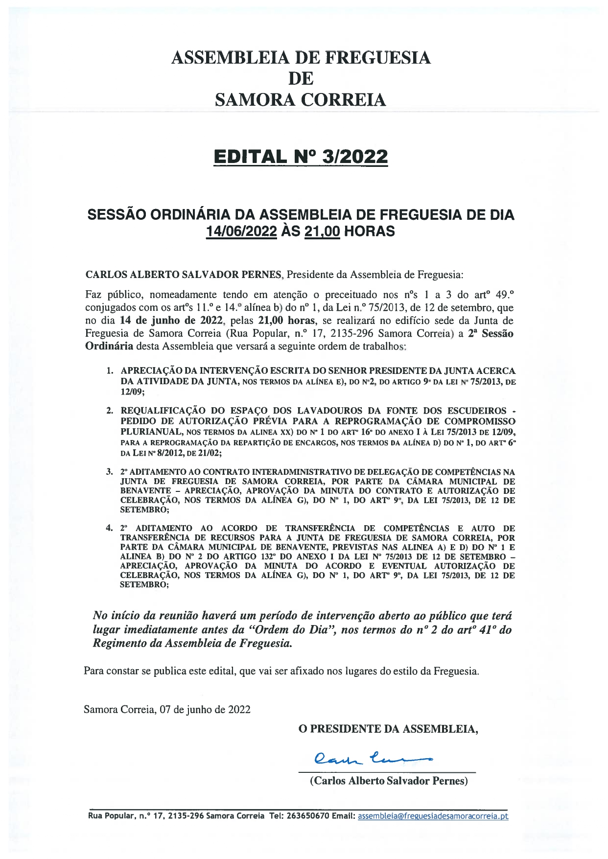 Imagem Edital Nº 03/2022 - Assembleia De Freguesia
