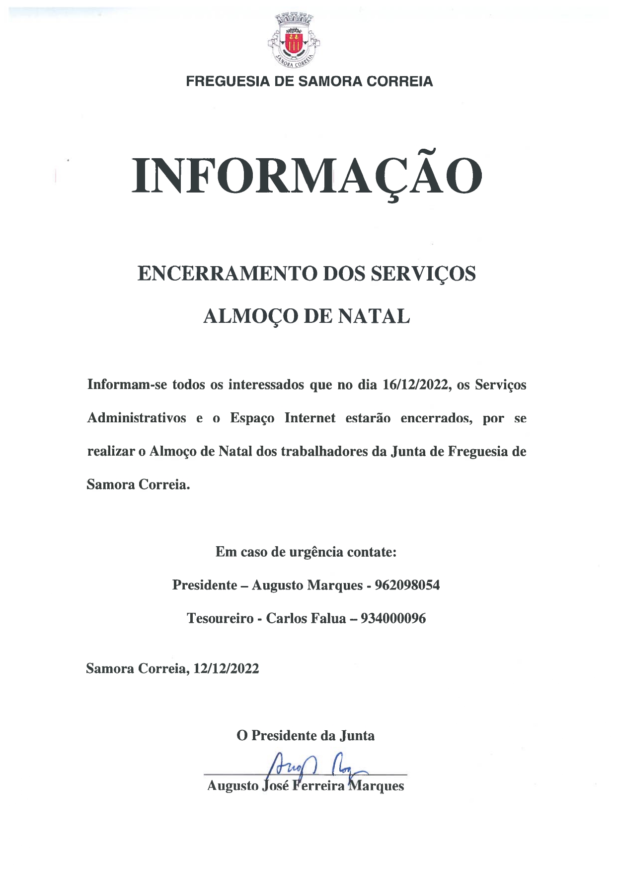 Imagem Informação - Encerramento de Serviços