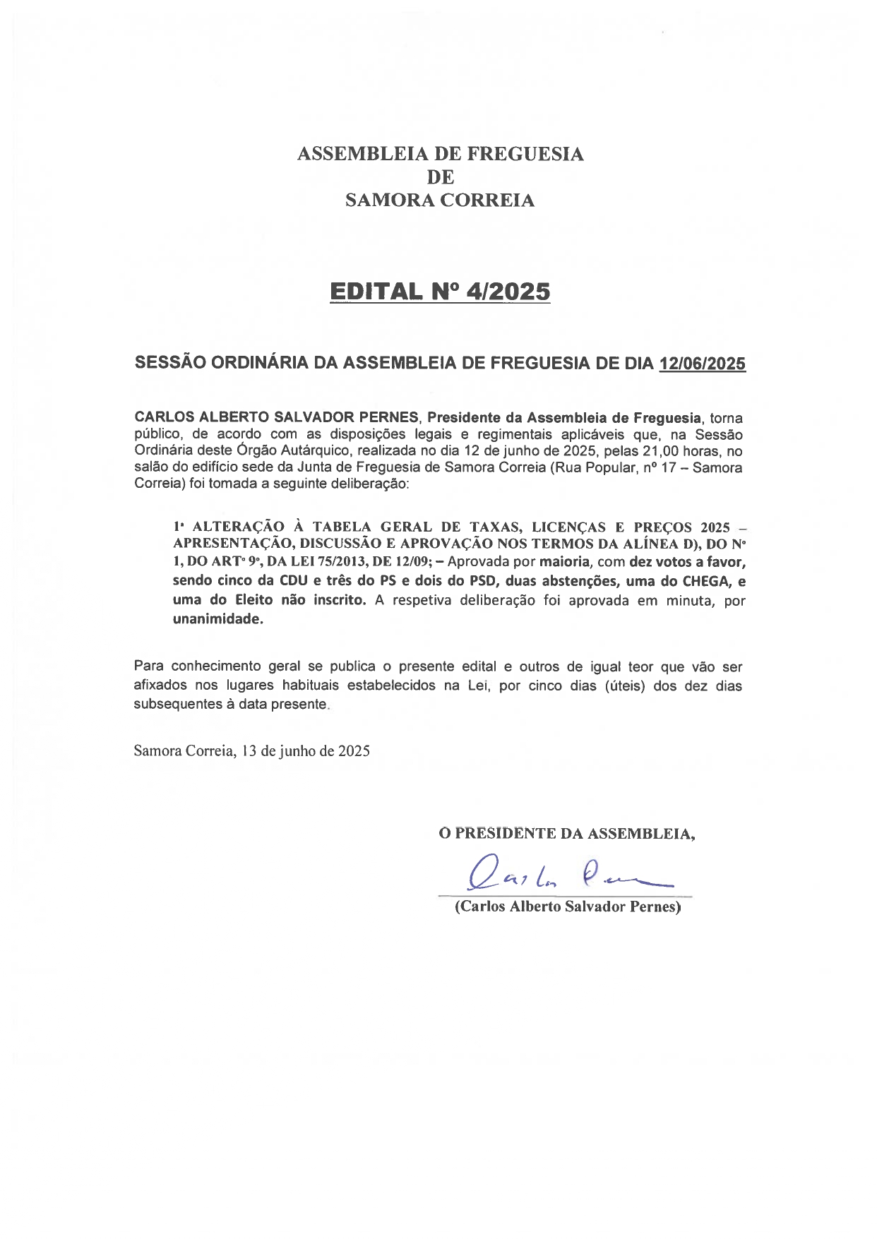 Imagem Edital Nº 04/2025 - Assembleia De Freguesia