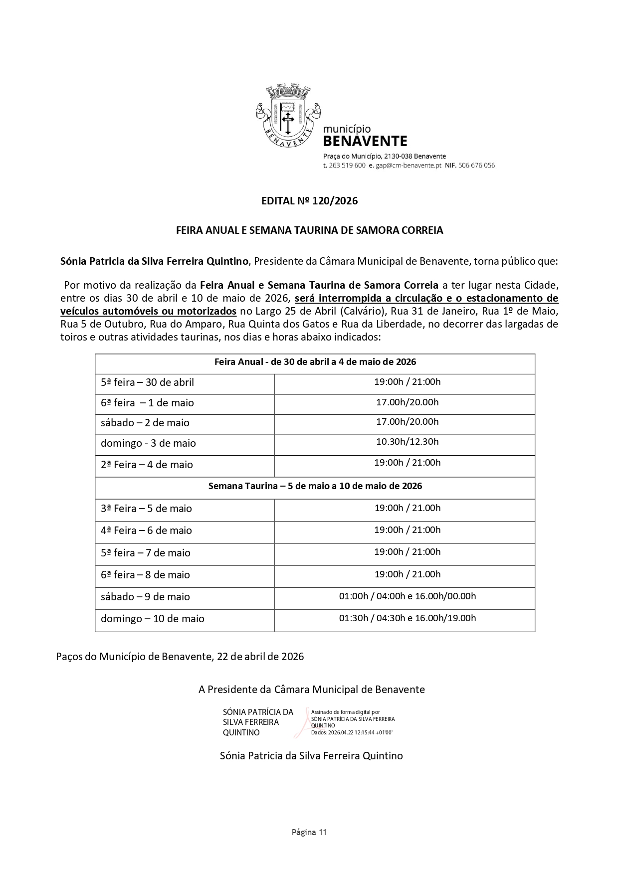 Notícia Edital 120 - CMB - Feira Anual e Semana Taurina