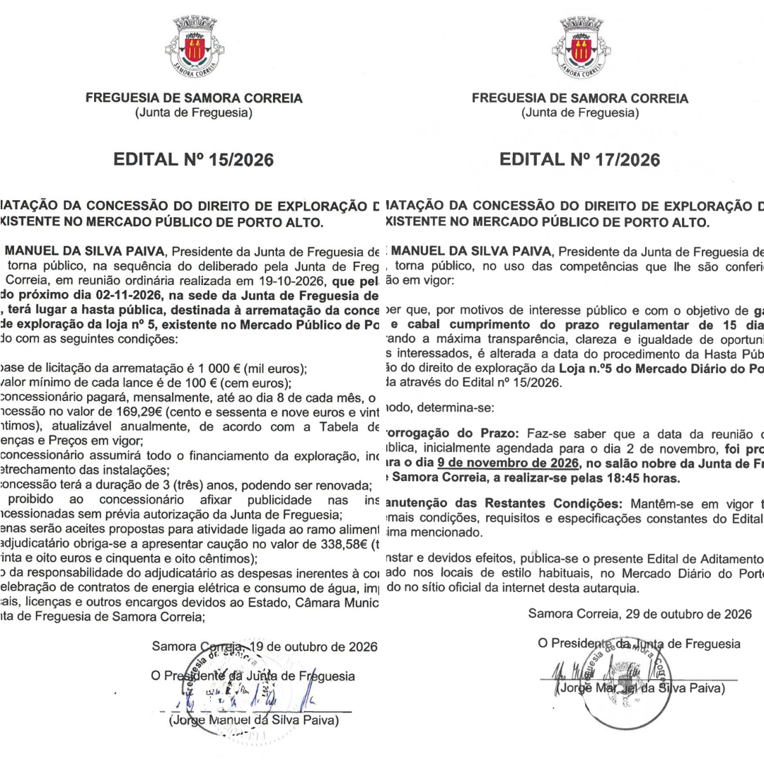 Notícia Editais Nº 15/2026 e 17/2026
