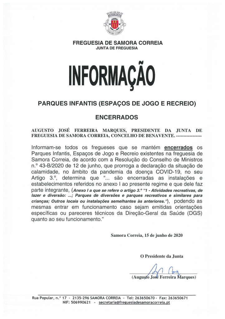 Imagem Informação - Parques Infantis