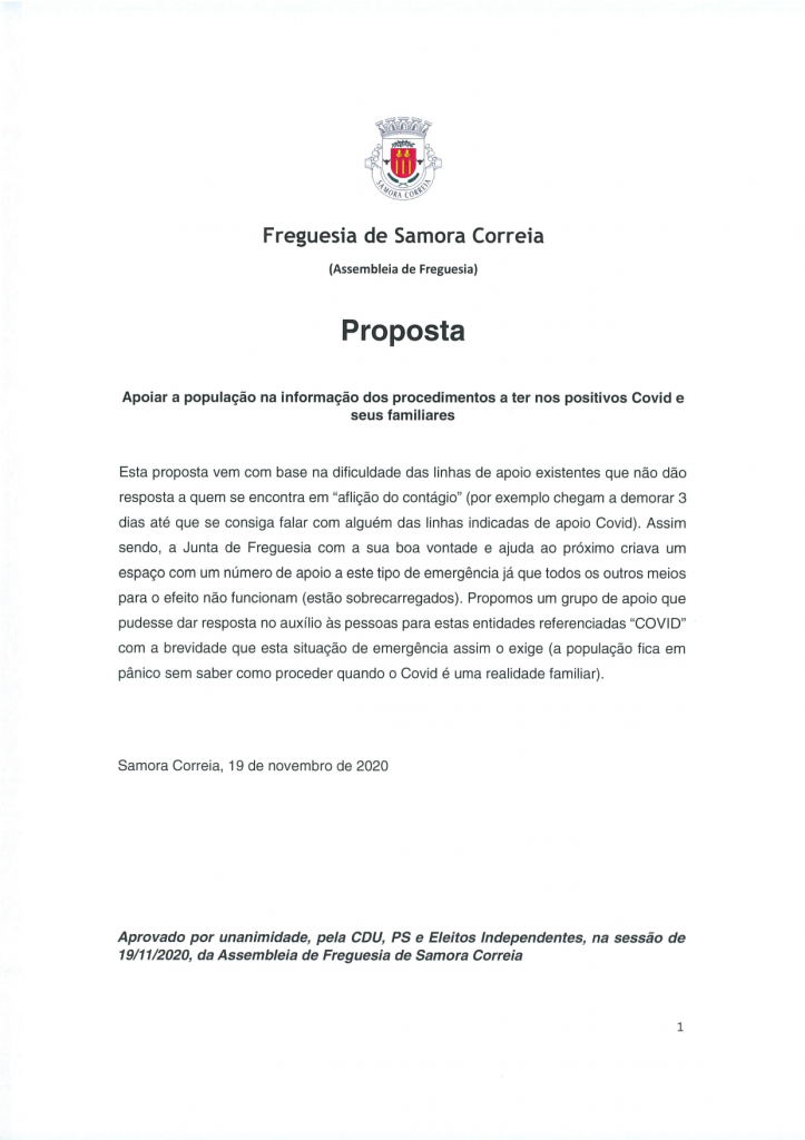 Imagem Proposta - Apoiar a população na informação dos procedimentos a ter nos positivos Covid e seus familiares