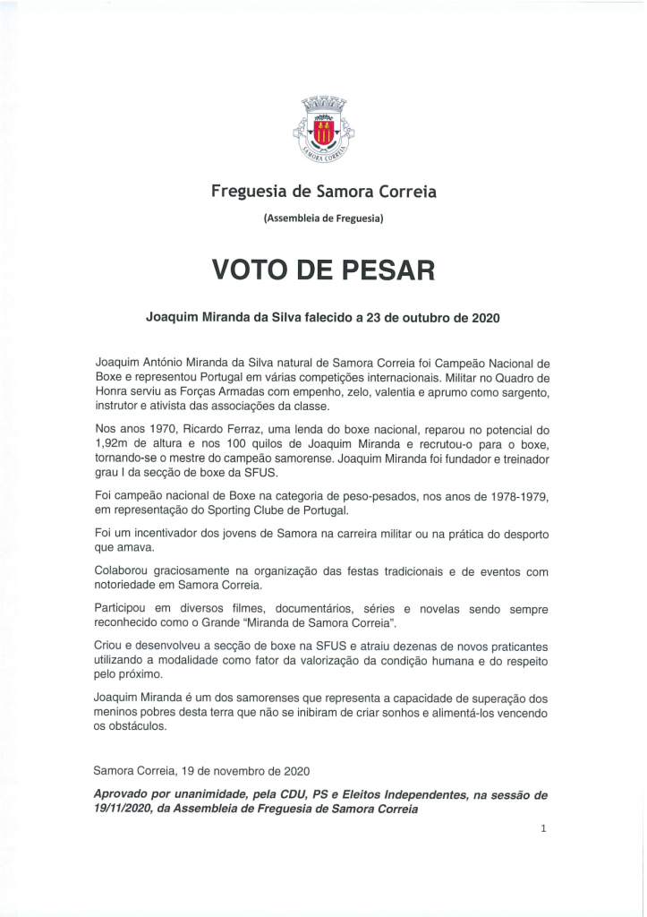 Imagem Voto de Pesar - Joaquim Miranda da Silva