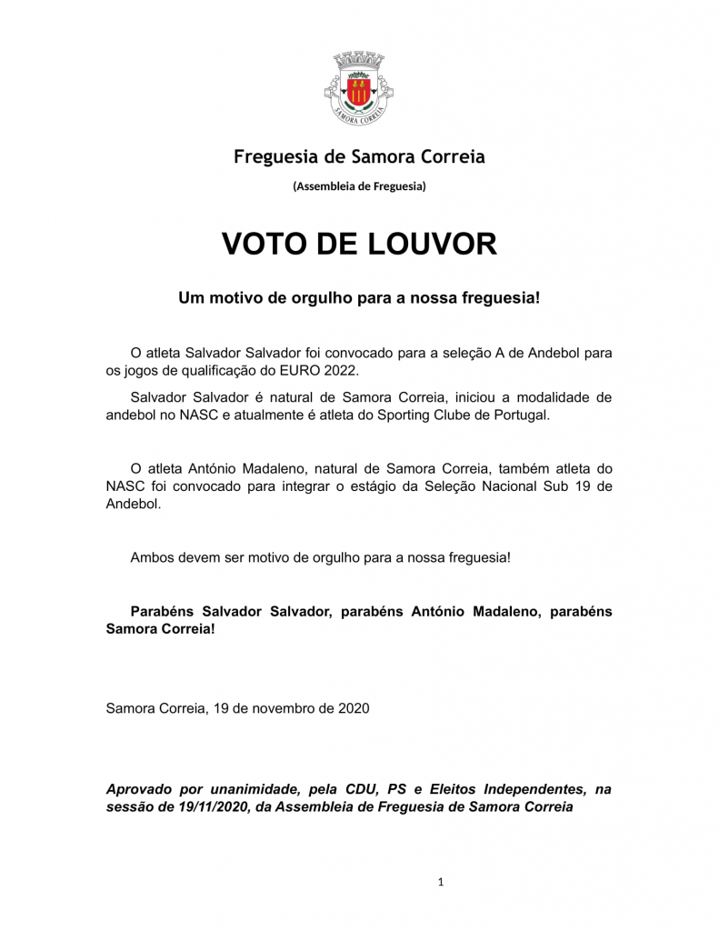 Imagem Voto de Louvor - Um motivo de orgulho para a nossa Freguesia