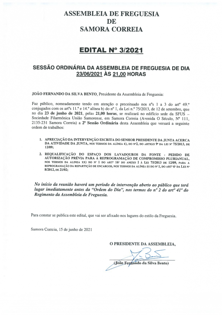 Imagem Edital Nº 03/2021 - Assembleia De Freguesia