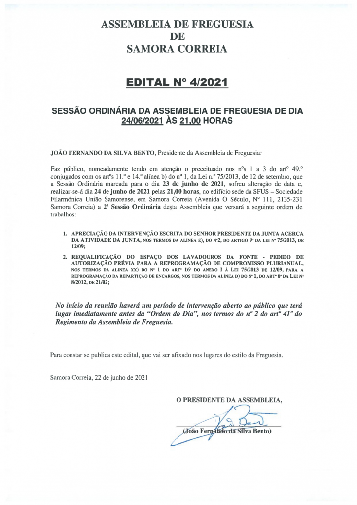 Imagem Edital Nº 04/2021 - Assembleia De Freguesia