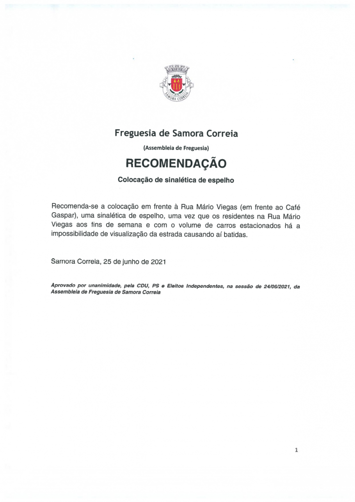 Imagem Recomendação - Colocação de sinalética de espelho