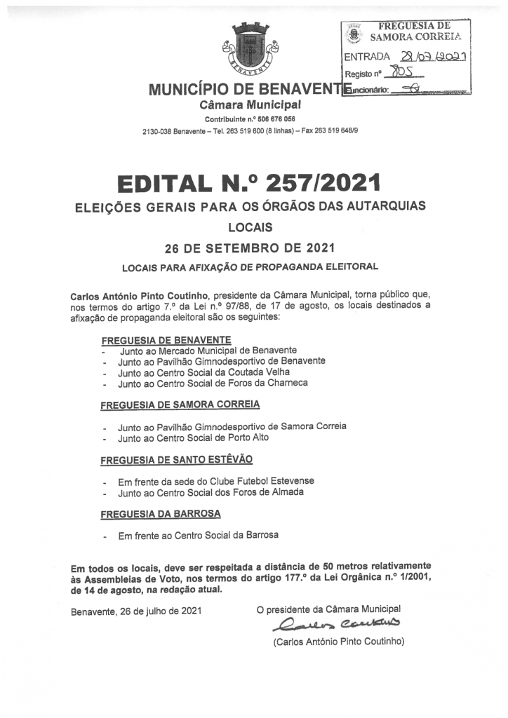 Imagem Edital N.º 257/2021 - CMB