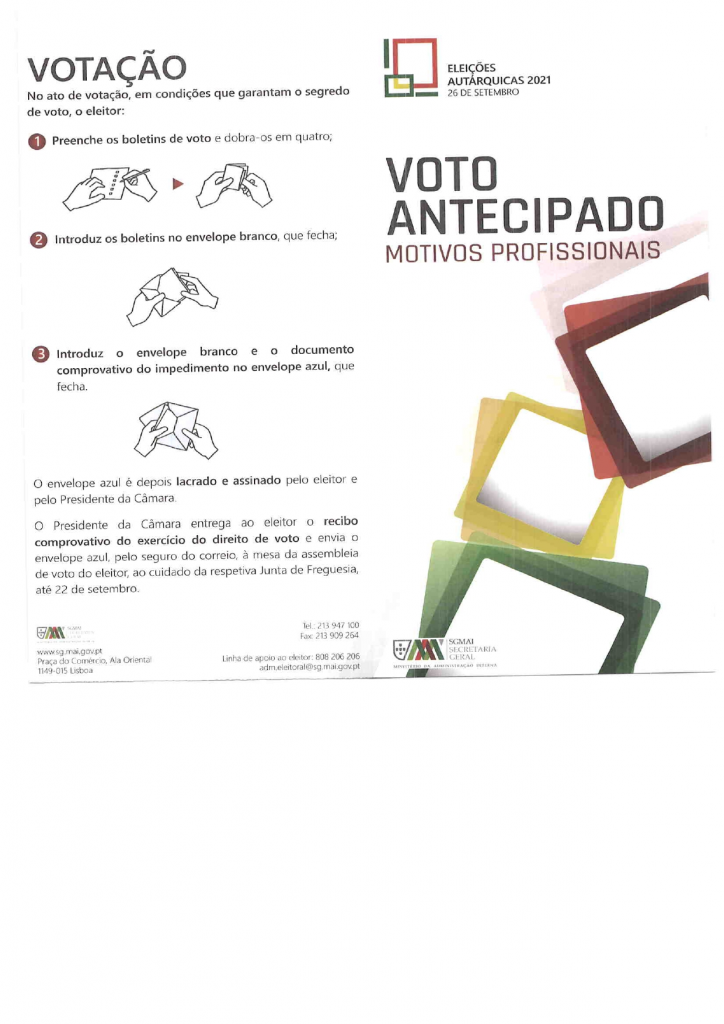 Imagem Eleições Autárquicas 2021 - Voto Antecipado por Motivos Profissionais