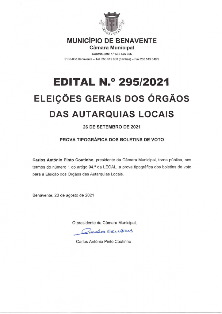 Imagem Edital N.º 295/2021 - CMB