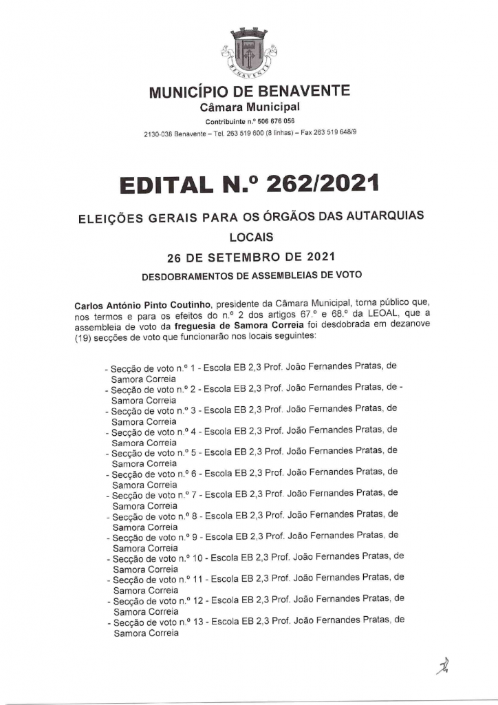 Imagem Edital N.º 262/2021 - CMB