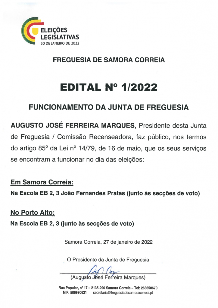 Imagem Edital Nº 01/2022 - Eleições Legislativas 